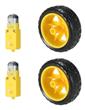Kit X2 Motor Caja Reductora Dc 3v A 6v Rueda Goma Arduino