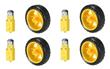Kit X4 Motor Caja Reductora Dc 3v A 6v Rueda Goma Arduino