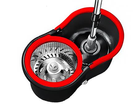 Balde + 2 Mopas Escurridor Centrifugo 20 Lt Acero Inoxidable - Negro