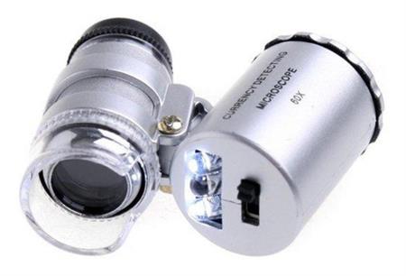 Lupa Mini Microscopio Relojero Con Luz Led 60x Varios Usos