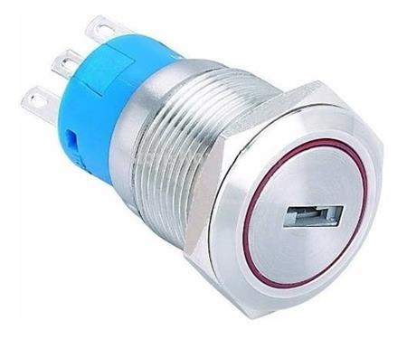 Boton Pulsador Bloqueo 19mm 3a 250vac Acero Inox. Con Llave