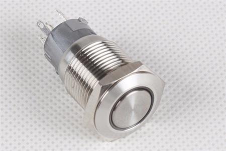 Boton Pulsador Bloqueo 16 Mm 3a 12v Led Blanco Inox