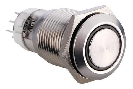 Boton Pulsador Momentaneo Metal Led 12v Aprueba De Agua 16mm
