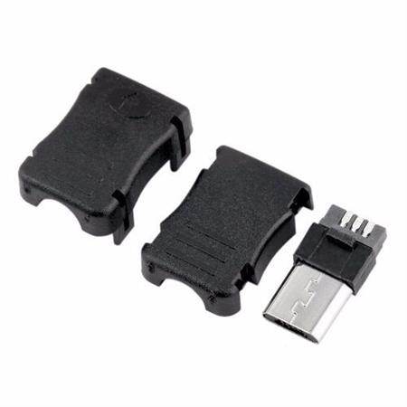 Conjunto Conector Micro Usb B Macho 5pin 4 Partes Negro
