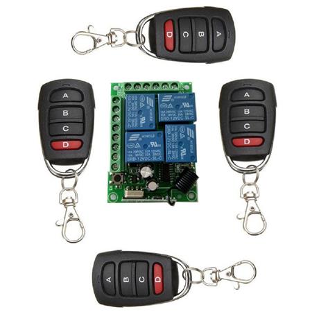 Modulo De 4 Rele Luces + 4 Control Remoto Rf 433mhz