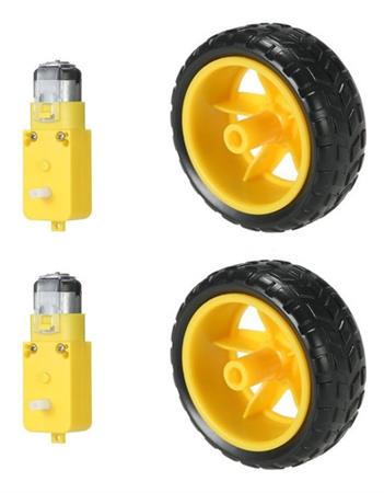 Kit X2 Motor Caja Reductora Dc 3v A 6v Rueda Goma Arduino