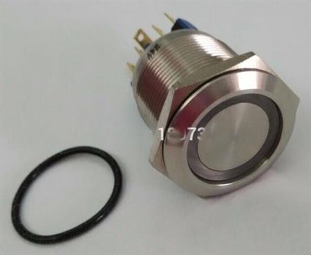 Boton Pulsador Bloqueo 22mm Acero Inox 6v A 220v Led Blanco