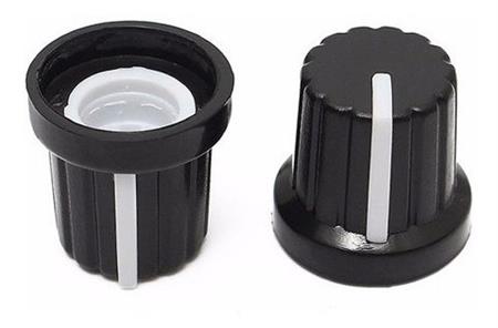 Perilla Potenciómetro 6 Mm Diámetro Plastico Negra Y Blanco