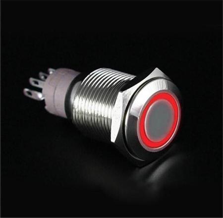Boton Pulsador Bloqueo 16 Mm 3a 12v Led Rojo Inoxidable