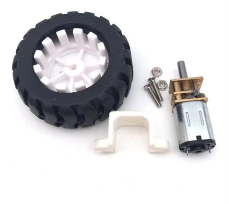Motorreductor N20 + Rueda De Goma Con Soporte 6v