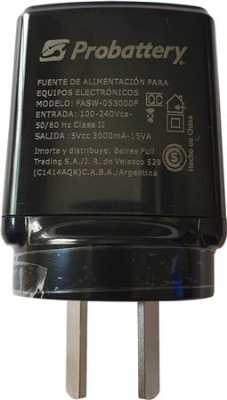 Fuente Switching 5volt 3amp Salida Usb Probattery De Pared