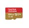 Memoria Micro Sd 64gb Sandisk Extreme Clase 10 100mb/s U3 4k